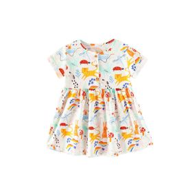 Baby Girl Cartoon Graphic Short Sleeve Casual Western Style Dress - 100 (2-3Y) - White