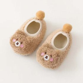 Baby 3D Cartoon Bear Patched Pattern Non-Slip Warm Shoes - Insole Length 11.00 cm - Khaki