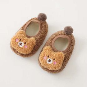 Baby 3D Cartoon Bear Patched Pattern Non-Slip Warm Shoes - Insole Length 12.00 cm - Brown