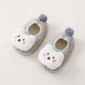 Baby 3D Cartoon Bear Patched Pattern Non-Slip Warm Shoes - Insole Length 12.00 cm - Grey