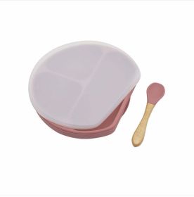 Baby Silicone Compartment Plate With Wooden Spoon - Average Size (0-8Y) - Red