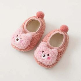 Baby 3D Cartoon Bear Patched Pattern Non-Slip Warm Shoes - Insole Length 11.00 cm - Pink