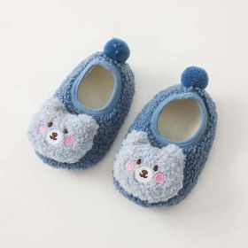 Baby 3D Cartoon Bear Patched Pattern Non-Slip Warm Shoes - Insole Length 11.00 cm - Blue