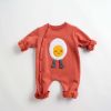 Baby Cartoon Pattern Side Snap Button Design Long Sleeved Romper - 66 (3-6M) - Orange