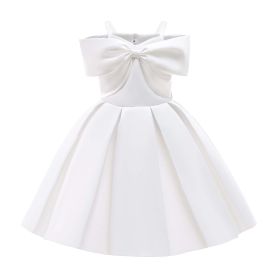 Baby Girl Solid Color Sling Princess Fashion Dress Children's Formal Dress - 150 (10-12Y) - White