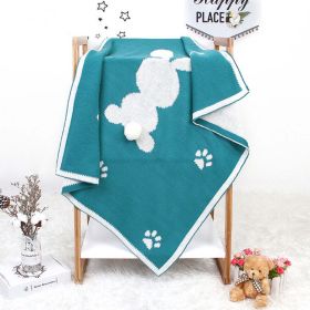 Baby Cartoon Rabbit & Footprints Embroidered Graphic 3D Tail Blanket - Green - (0-12Y)