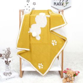 Baby Cartoon Rabbit & Footprints Embroidered Graphic 3D Tail Blanket - Yellow - (0-12Y)