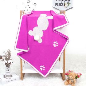 Baby Cartoon Rabbit & Footprints Embroidered Graphic 3D Tail Blanket - Pink - (0-12Y)