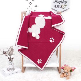 Baby Cartoon Rabbit & Footprints Embroidered Graphic 3D Tail Blanket - Coffee - (0-12Y)