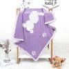 Baby Cartoon Rabbit & Footprints Embroidered Graphic 3D Tail Blanket - Apricot - (0-12Y)