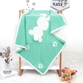 Baby Cartoon Rabbit & Footprints Embroidered Graphic 3D Tail Blanket - Light Green - (0-12Y)