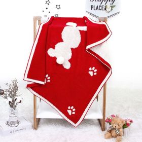 Baby Cartoon Rabbit & Footprints Embroidered Graphic 3D Tail Blanket - Red - (0-12Y)