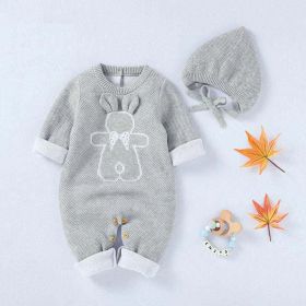 Baby Cartoon Bunny Embroidered Graphic Solid Warm Rompers With Hat - 90 (12-24M) - White