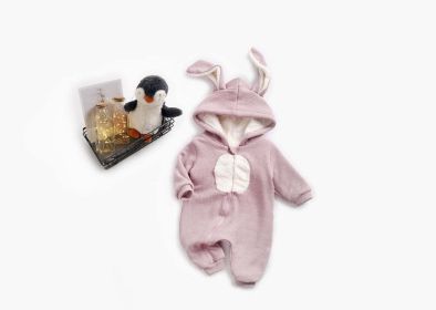 Baby Cartoon Shape Design Soft Fleece Thickened Romper In Autumn & Winter - 90 (12-24M) - Pink