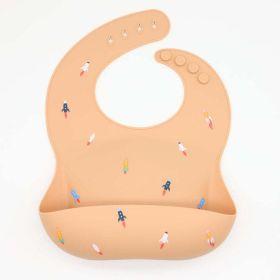 Baby Printed Pattern Food Grade Silicone Bibs - Average Size (0-8Y) - Orange