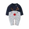 Baby Cartton Pattern Contrast Design Side Button Christmas Knitted Romper - 73 (6-9M) - Navy Blue