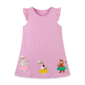 Baby Cartoon Patched Graphic Sleeveless Princess Summer Dress - 140 (8-10Y) - Pink