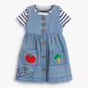 Baby Girl Cartoon Vegetable Embroidered Pattern Button Front Denim Vest Dress - 90 (12-24M) - Blue