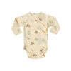 Baby Boy And Girl Flower Pattern Side Belted Design Soft Cotton Onesies - 66 (3-6M) - Apricot