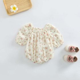 Baby Girl Ditsy Flower Pattern Or Solid Color Long Sleeve Bodysuit - 73 (6-9M) - Pink