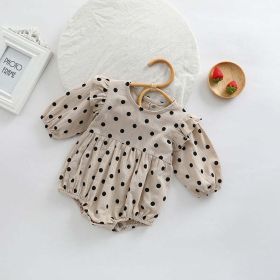 Baby Girl Polka Dot Pattern Little Flying Sleeve Loose Bodysuit - 66 (3-6M) - Brown