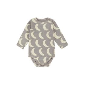 Baby Print Graphic O-Neck Long Sleeve Fashion Onesies - 80 (9-12M) - Grey