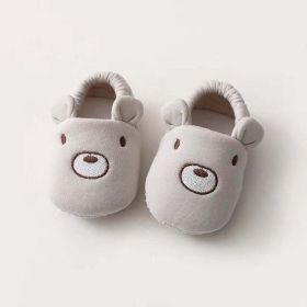 Baby Cartoon Animal Embroidered Graphic Cotton Filling Design Warm Toddle Shoes - Insole Length 12.00 cm - Beige