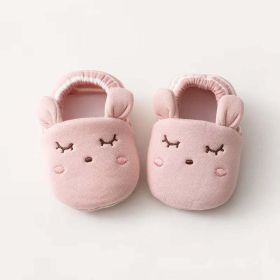 Baby Cartoon Animal Embroidered Graphic Cotton Filling Design Warm Toddle Shoes - Insole Length 13.00 cm - Pink