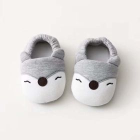 Baby Cartoon Animal Embroidered Graphic Cotton Filling Design Warm Toddle Shoes - Insole Length 11.00 cm - Grey