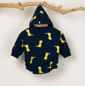 Baby Boy 1pcs Cartoon Dinosaur Pattern Long Sleeves O-Neck Bodysuit & Hats - 73 (6-9M) - Beige