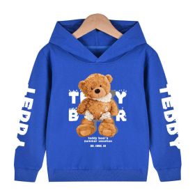 Baby Boy Slogan And Bear Print Pattern Long Sleeve Hoodie With Hat - 150 (10-12Y) - Blue