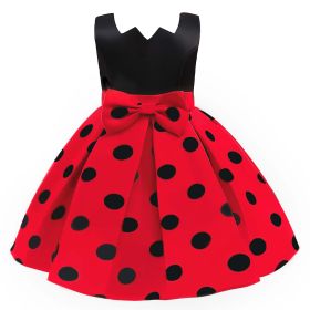 Baby Girl Polka Dot Graphic Sleeveless Performance Evening Dress - 110 (3-5Y) - Red