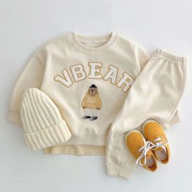 Baby Bear Letters Pattern Hoodies Combo Trousers Casual Cute Sets - 100 (2-3Y) - White