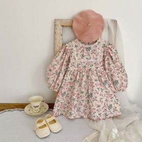 Baby Girl Flower Print Pattern Mesh Patchwork Design Onesies & Dress - 90 (12-24M) - Light Pink