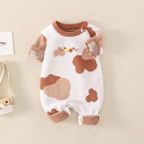 Baby Cartoon Graphic Quality Handknit Design Fashion Jumpsuit - 90 (12-24M) - Brown