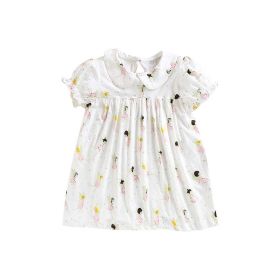 Baby Girl Cartoon Print Pattern Doll Neck Princess Dress - 100 (2-3Y) - White