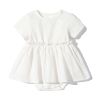 Baby Girls Solid Color Wooden Ear Design Short-Sleeved Dress Onesies In Summer - 59 (0-3M) - White