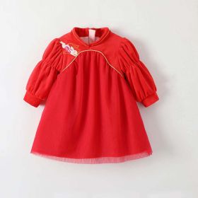 Baby Girl Autumn/Winter Weekend Dress Skirt Warm Velvet Children's Clothing - 100 (2-3Y) - Pink