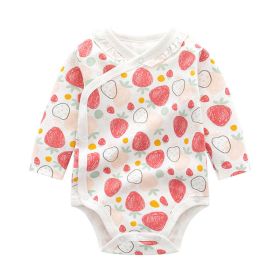 Baby Cartoon Print Pattern Side Button Design Long Sleeve Onesies - 90 (12-24M) - Pink