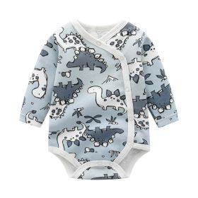 Baby Cartoon Print Pattern Side Button Design Long Sleeve Onesies - 90 (12-24M) - Blue