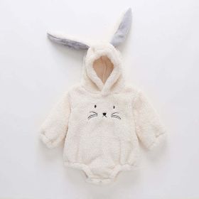 Baby Embroidered Pattern Rabbit Ear Design Thickened Onesies Bodysuit - 73 (6-9M) - White