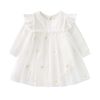 Baby Girls Floral Lace Patchwork Design Ruffle Long-Sleeved Dress Onesies In Spring & Autumn - 59 (0-3M) - White