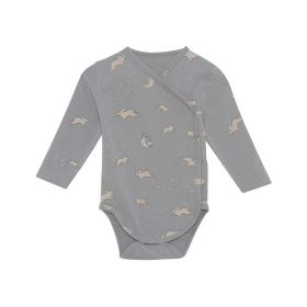 Baby Floral & Animals Graphic Envelope Collar Or Side Opening Design Bodysuit - 80 (9-12M) - Grey