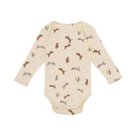 Baby Floral & Animals Graphic Envelope Collar Or Side Opening Design Bodysuit - 66 (3-6M) - Apricot