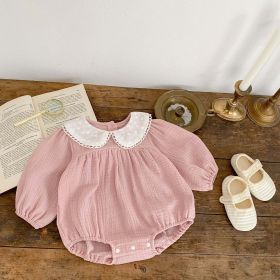 Baby Girl Solid Color Long Sleeve Loose Cotton Bodysuit - 90 (12-24M) - Pink