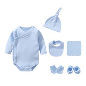 Newborn Solid Color Cotton Bodysuit Thin Style Sets - 73 (6-9M) - Blue