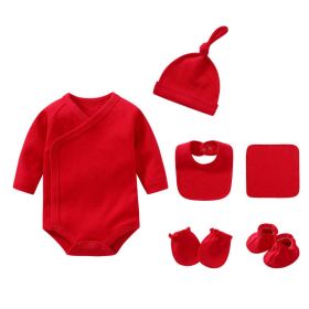 Newborn Solid Color Cotton Bodysuit Thin Style Sets - 59 (0-3M) - Red