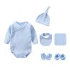 Newborn Solid Color Cotton Bodysuit Thin Style Sets - 52 (Newborn) - Blue