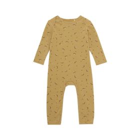 Baby Floral & Animals Print Pattern Long Sleeves Soft Jumpsuit - 73 (6-9M) - Yellow