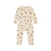 Baby Floral & Animals Print Pattern Long Sleeves Soft Jumpsuit - 66 (3-6M) - Apricot